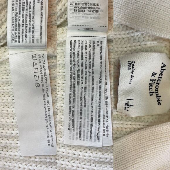 Abercrombie & Fitch Cardigan Sweater | Open Front Chunky Cable Knit Cream - Picture 8 of 12